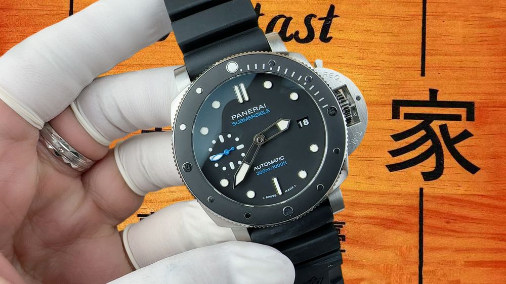 高仿VS廠沛納海潛行PAM683黑盤藍秒針 42mm實拍圖2