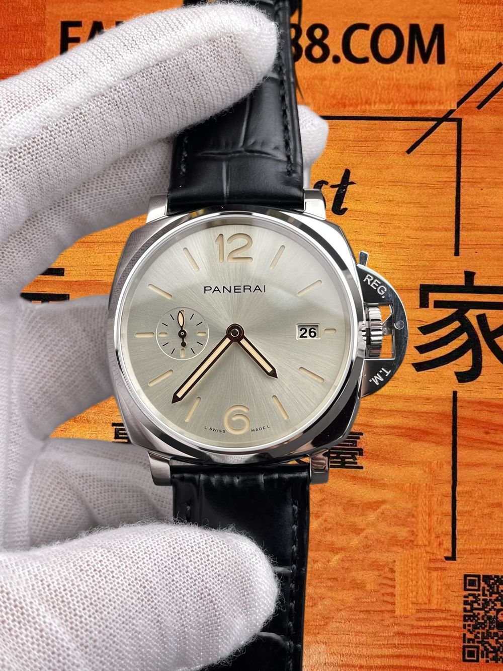 高仿VS廠沛納海PAM1249白盤金刻度鱷魚皮 42mm