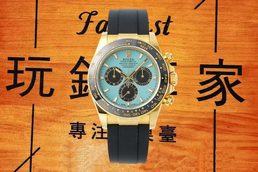 高仿ERF廠勞力士迪通拿包金配重綠松石金圈膠帶 40mm
