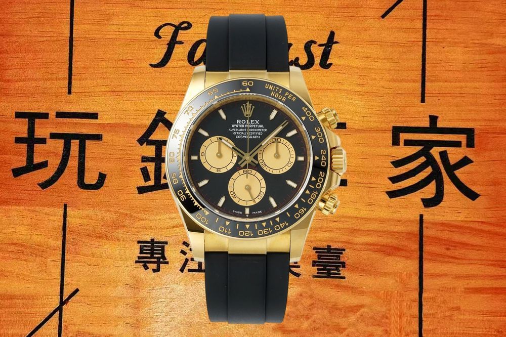 高仿ERF廠勞力士迪通拿包金配重黃金黑盤膠帶 40mm
