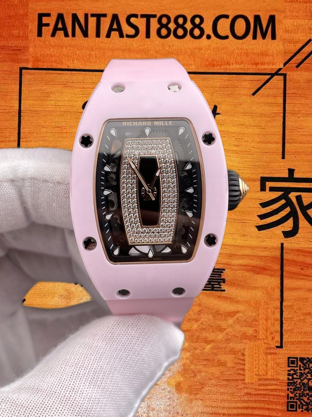 高仿BBA廠理查德米勒RM07-01粉陶瓷紅唇黑唇女士自動 45mm