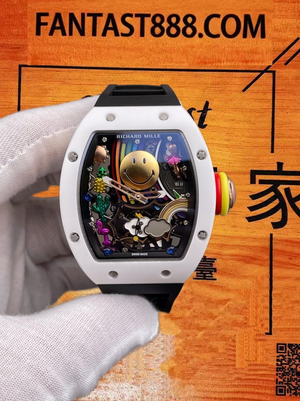 高仿V2版理查德米勒RM88笑臉鏤空自動 48x39.7mm