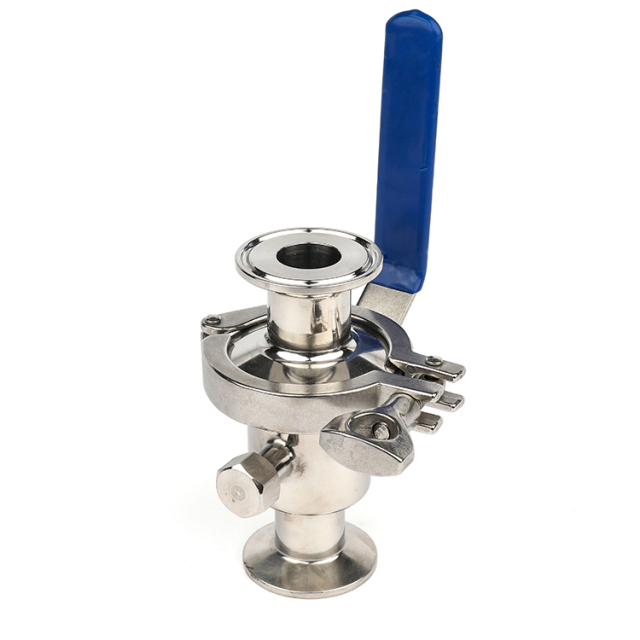 Clamped type non-retention ball valve