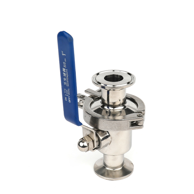 Clamped type non-retention ball valve