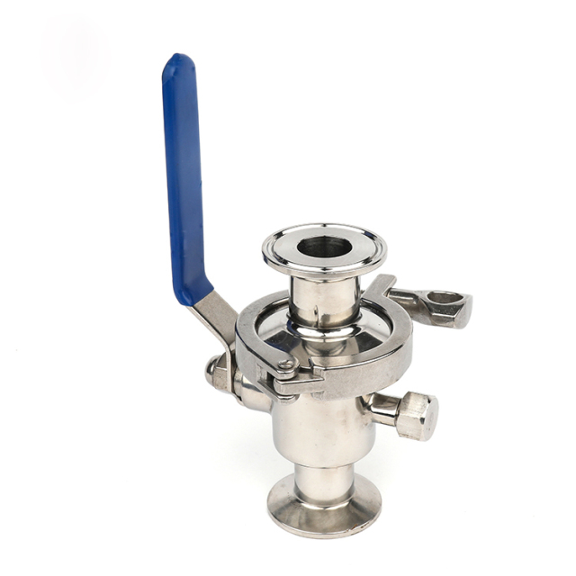 Clamped type non-retention ball valve