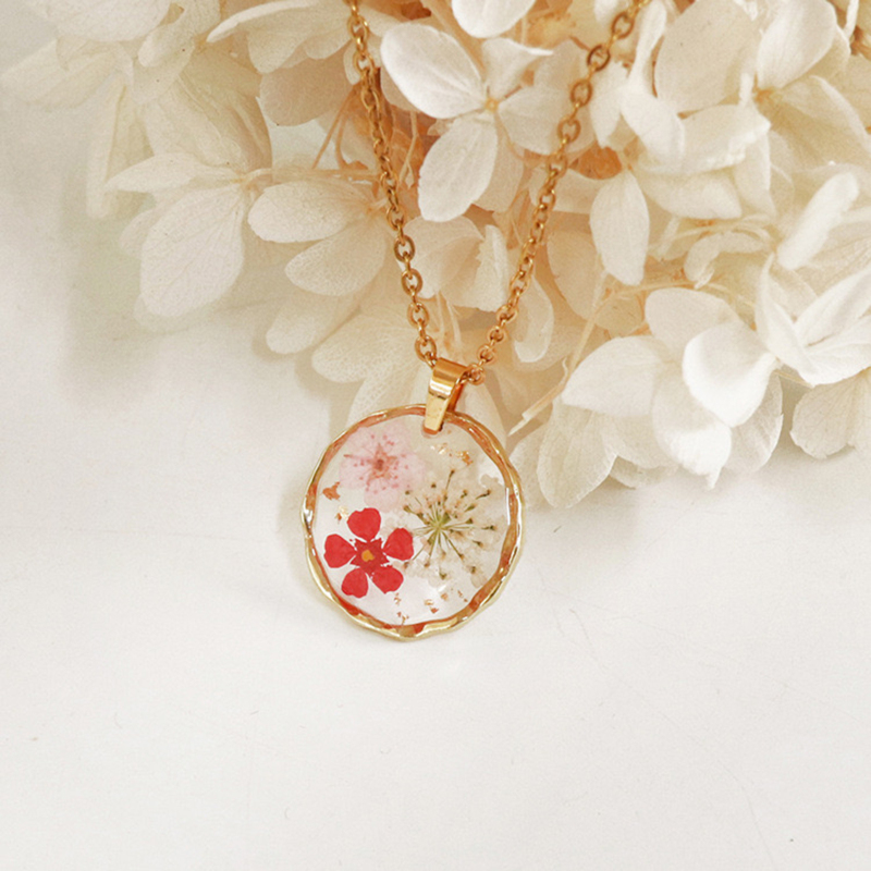Tarot Prophet | Suppressed Wildflower Necklace | Gold Suppressed Flower Necklace | Women's Personalized Handmade Necklace | Eternal Flower Necklace
