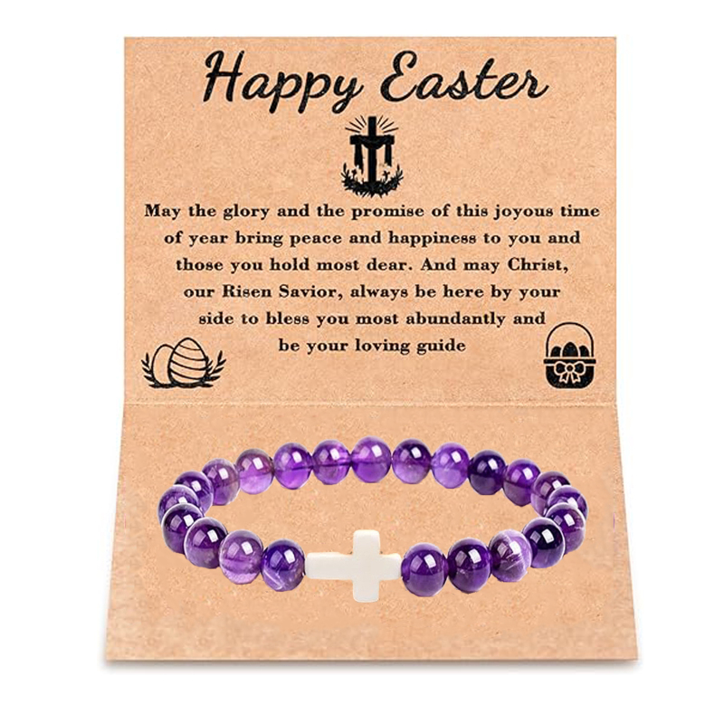 Tarot Prophet/Easter basket filling, youth beaded bracelet, cross bracelet, Christian jewelry, Easter gift