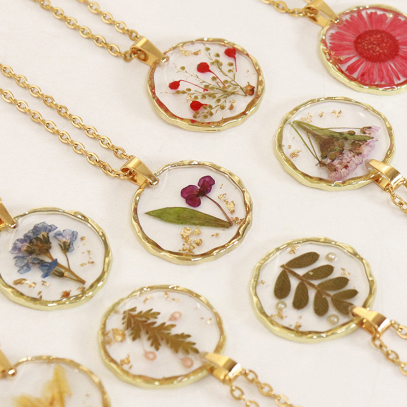 Tarot Prophet | Suppressed Wildflower Necklace | Gold Suppressed Flower Necklace | Women's Personalized Handmade Necklace | Eternal Flower Necklace