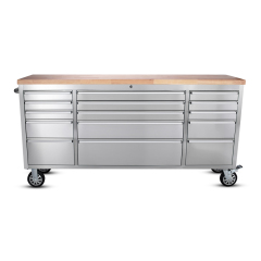 SELA Industrial 6FT Workbench, 15 Drawers, Locking Wheels
