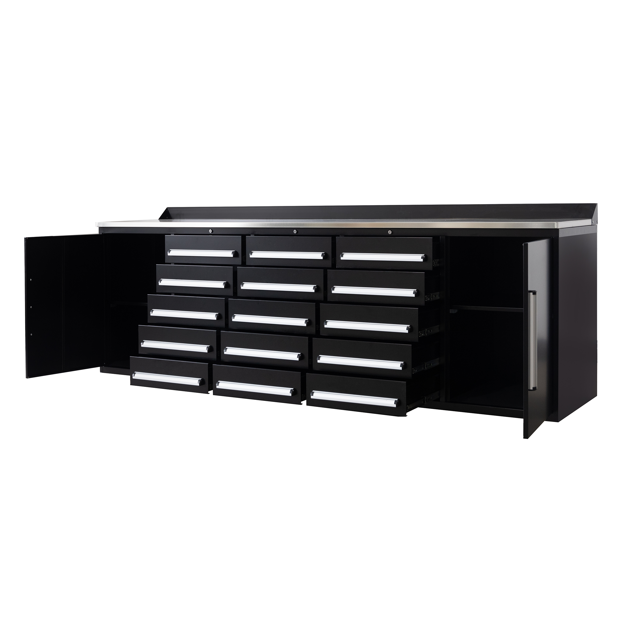 SELA Industrial 10FT-15D Workbench Cabinet Combo, 15 Drawers & 2 Cabinets
