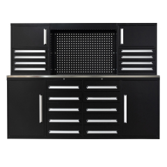 SELA Industrial 7FT-18D Workbench Cabinet Combo With Pegboard, 18 Drawers & 4 Cabinets