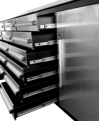 SELA Industrial 10FT-18D Workbench Cabinet Combo, 18 Drawers & 2 Cabinets