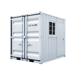SELA Industrial 9FT Storage Container, Bi-parting Front Door, Side Entry Man Door, Security Bar Window
