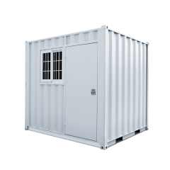 SELA Industrial 9FT Storage Container, Bi-parting Front Door, Side Entry Man Door, Security Bar Window