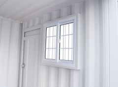 SELA Industrial 12FT Storage Container, Bi-parting Front Door, Side Entry Man Door, Security Bar Window