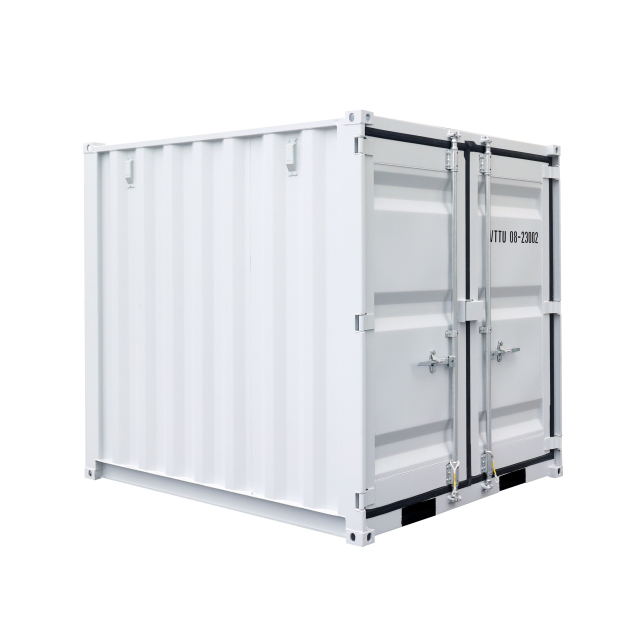 SELA Industrial 8FT Storage Container, Bi-parting Front Door, Side Entry Man Door, Security Bar Window