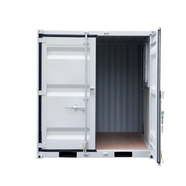 SELA Industrial 8FT Storage Container, Bi-parting Front Door, Side Entry Man Door, Security Bar Window