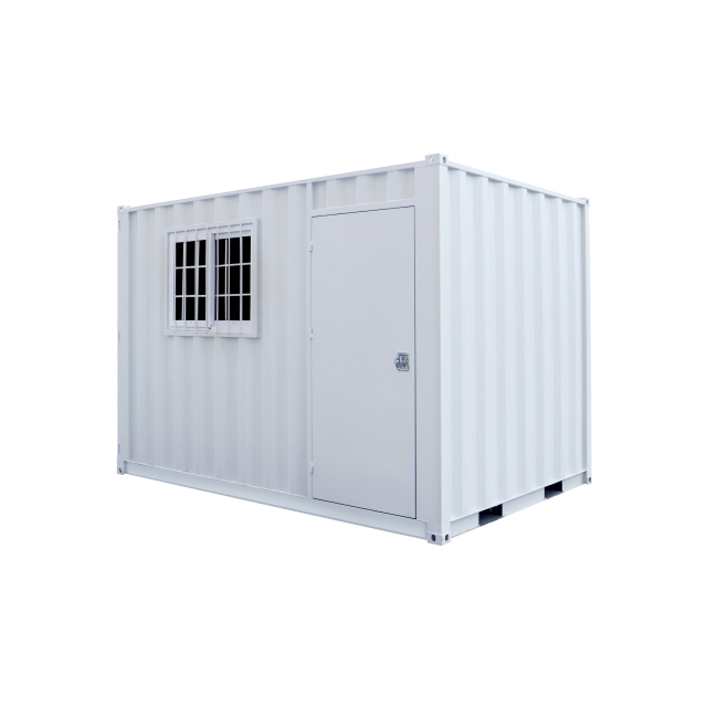 SELA Industrial 12FT Storage Container, Bi-parting Front Door, Side Entry Man Door, Security Bar Window