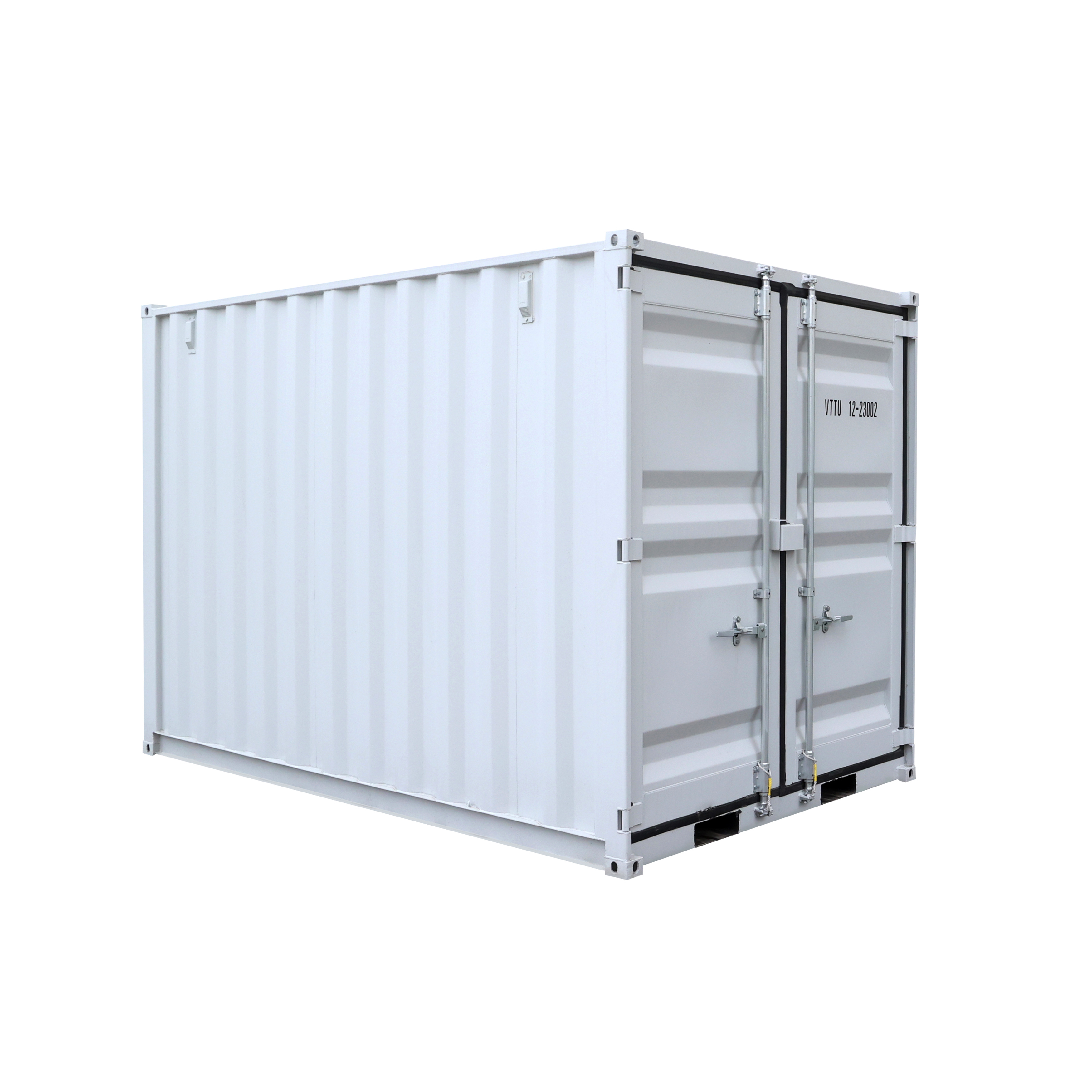 SELA Industrial 12FT Storage Container, Bi-parting Front Door, Side Entry Man Door, Security Bar Window