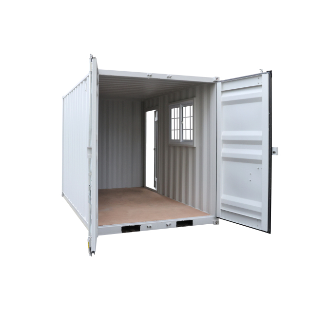 SELA Industrial 12FT Storage Container, Bi-parting Front Door, Side Entry Man Door, Security Bar Window