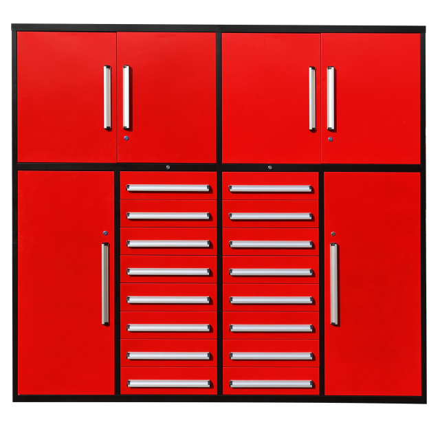 SELA Industrial 7FT-16D Workbench Cabinet Combo, 16 Drawers & 4 Cabinets