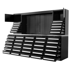SELA Industrial 10FT-40D-2 Workbench Cabinet Combo With Pegboard, 40 Drawers & 2 Cabinets