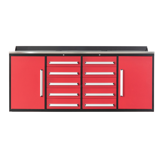 SELA Industrial 7FT-10D Workbench Cabinet Combo, 10 Drawers & 2 Cabinets