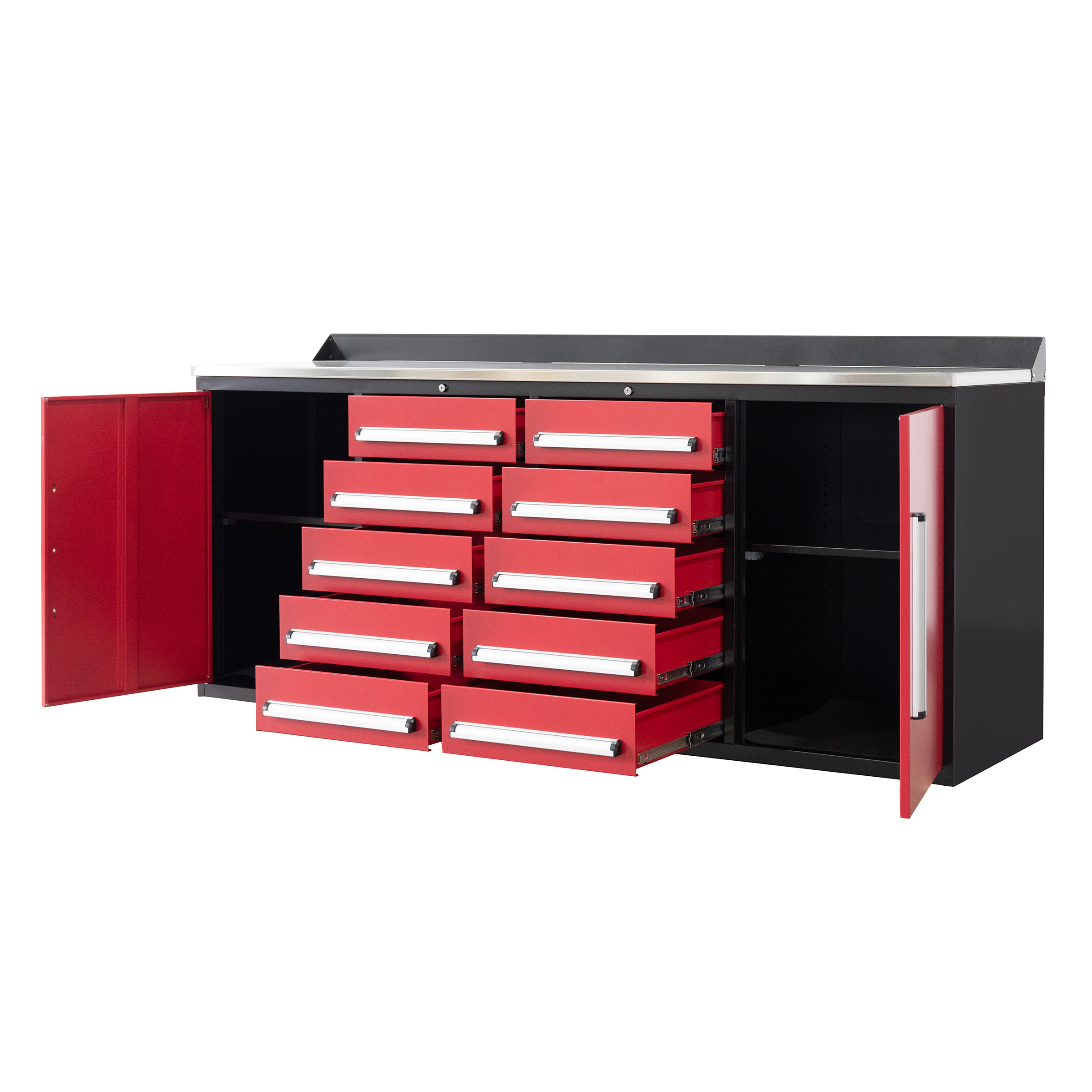 SELA Industrial 7FT-10D Workbench Cabinet Combo, 10 Drawers & 2 Cabinets
