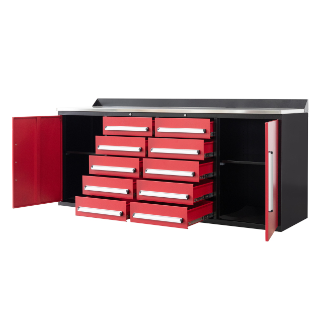 SELA Industrial 7FT-10D Workbench Cabinet Combo, 10 Drawers & 2 Cabinets