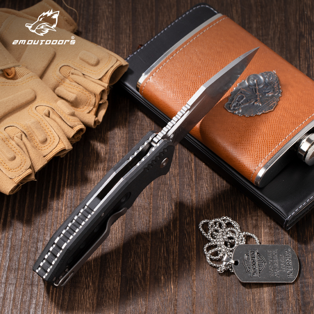 1pc, one-handed quick opening folding knife, outdoor folding knife, outdoor camping knife, D2 steel blade, G10 fiberglass non-slip handle, can be used for mountaineering, hiking, wilderness survival, camping and other outdoor activities, gifts