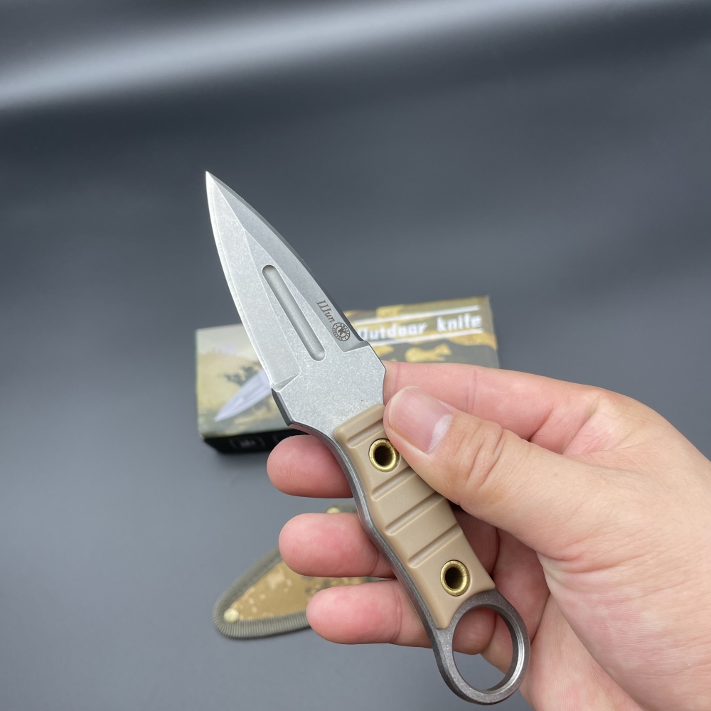 Wilderness Survival Straight Knife with Knife Sleeve, EDC Portable Knife, Super Sharp Camping Knife, Stainless Steel Fixed Blade Survival Bush Knife