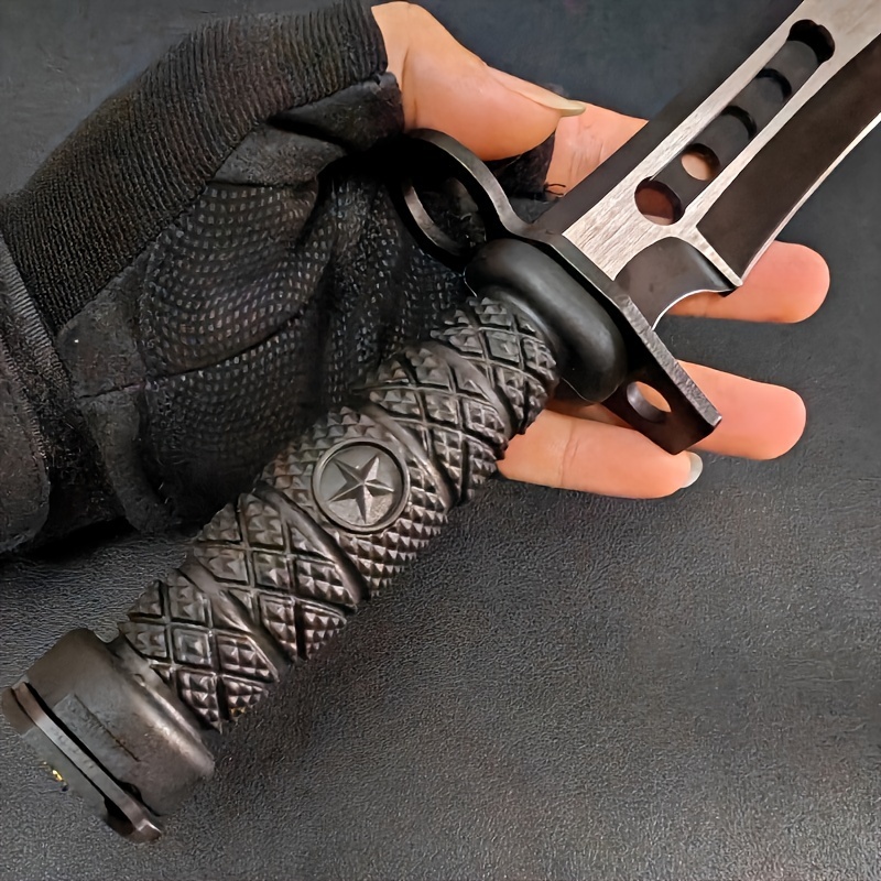 Outdoor Camping Survival Knife Self-Defense Wilderness Survival Tactics Straight Knife Long Swiss 4Cr13 Steel High Hardness Military Knife with Leather Knife Sleeve, Nylon Fiber Handle, Ideal for Meat, Fruit, Camping - Blade Design, One-piece Dragon Desi