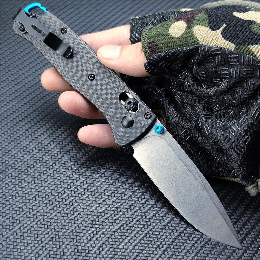Outdoor Folding Knife, Hunting Knife, CNC Fine Grinding Process, Carbon Fiber Handle, Axis Lock Knife, EDC Men's Folding Pocket Knife, Satin Flat Blade 440C Blade Daily Carry Thumb Peg Manual Open, Carbon Fiber Handle for Easy Carrying Pocket Clip