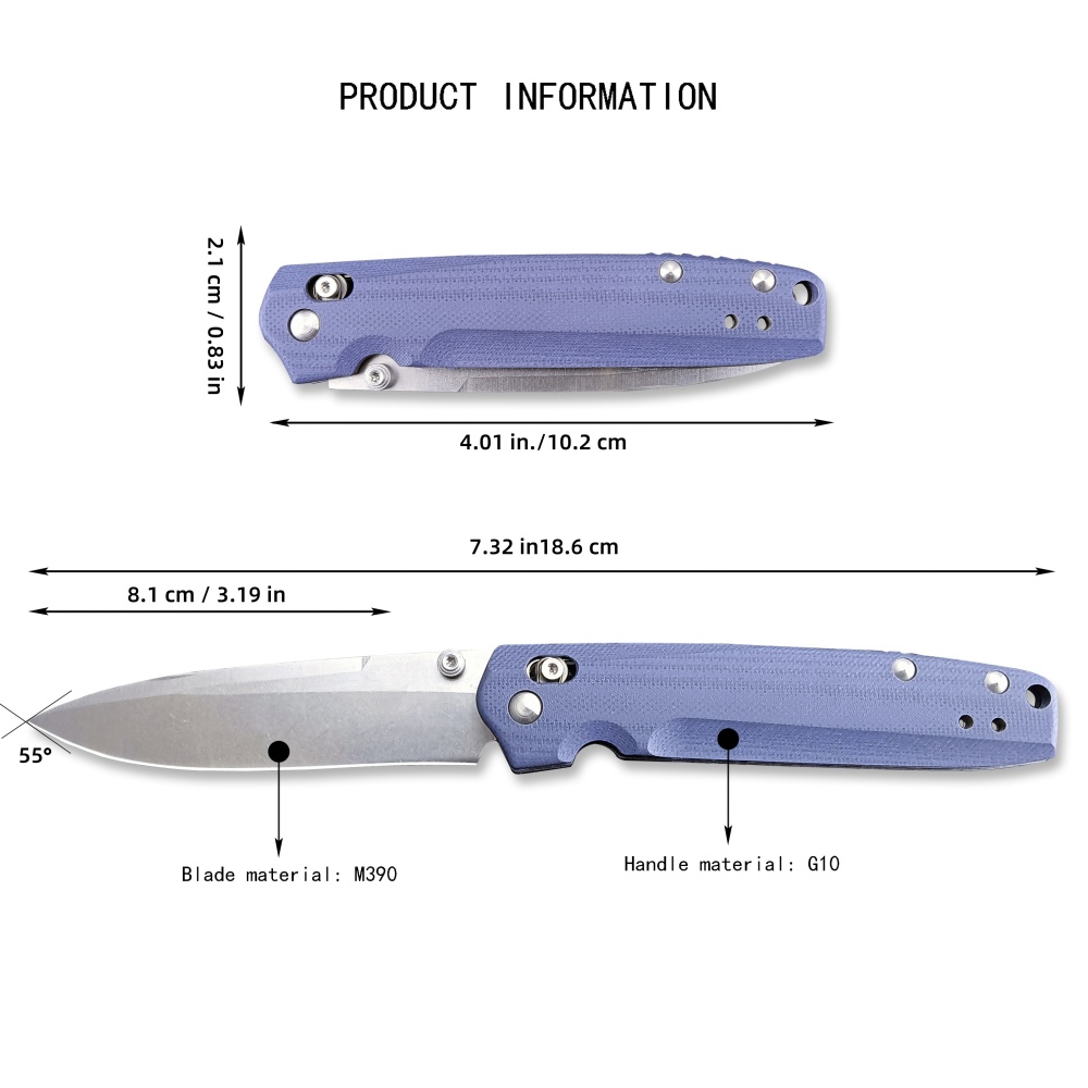 Outdoor Multi-Purpose Knife, Shaft Lock Folding Knife, G10 Fiberglass Handle, CNC Fine Sharpened Blade, BM485 High Quality, EDC Stainless Steel M390 Blade Camping Hunting Knife, Cost-effective Daily Folding Knife | Small and sharp, up to any challenge
