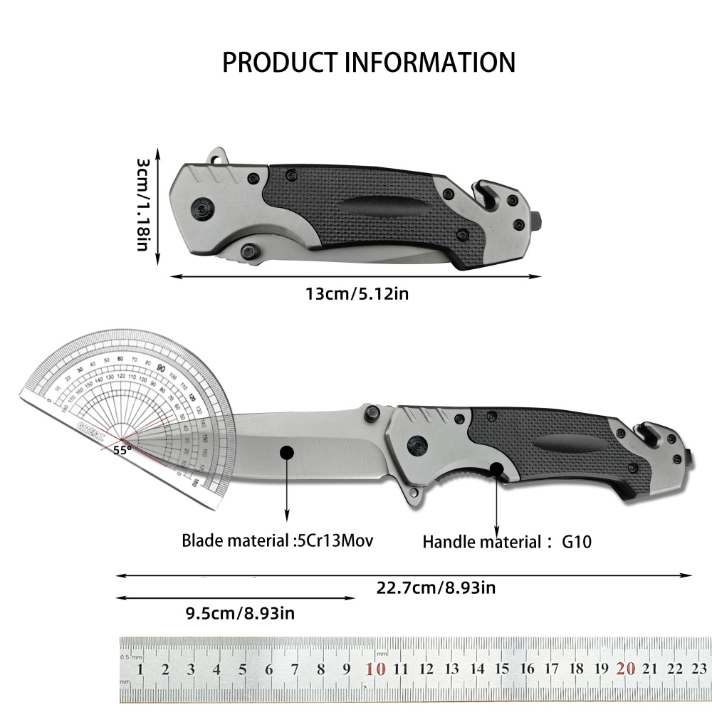 Outdoor Folding Knife, Compact and Durable Knife, One-Handed Quick Knife, EDC Multi-Tool Knife, 9 Inch Tactical Assist Folding Knife Rescue Camping Survival Knife – Camping, fishing, everyday all in one