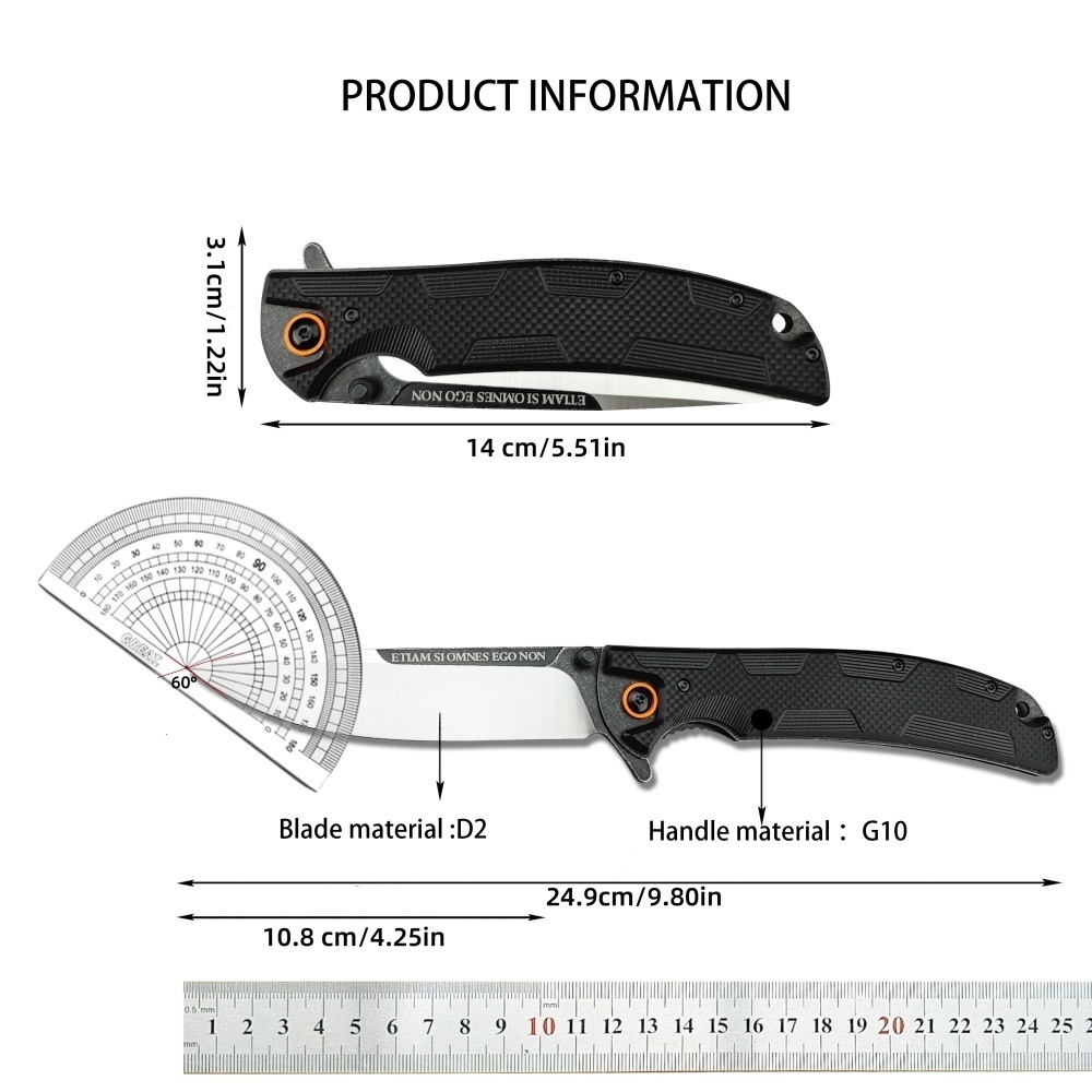 Outdoor Camping Knife, D2 Steel Cutting Material, G10 FRP Handle, Extreme Force 0247 Hunting Pocket Knife, Tactical Folding Knife – Hiking, Camping, Survival All-Around Companion