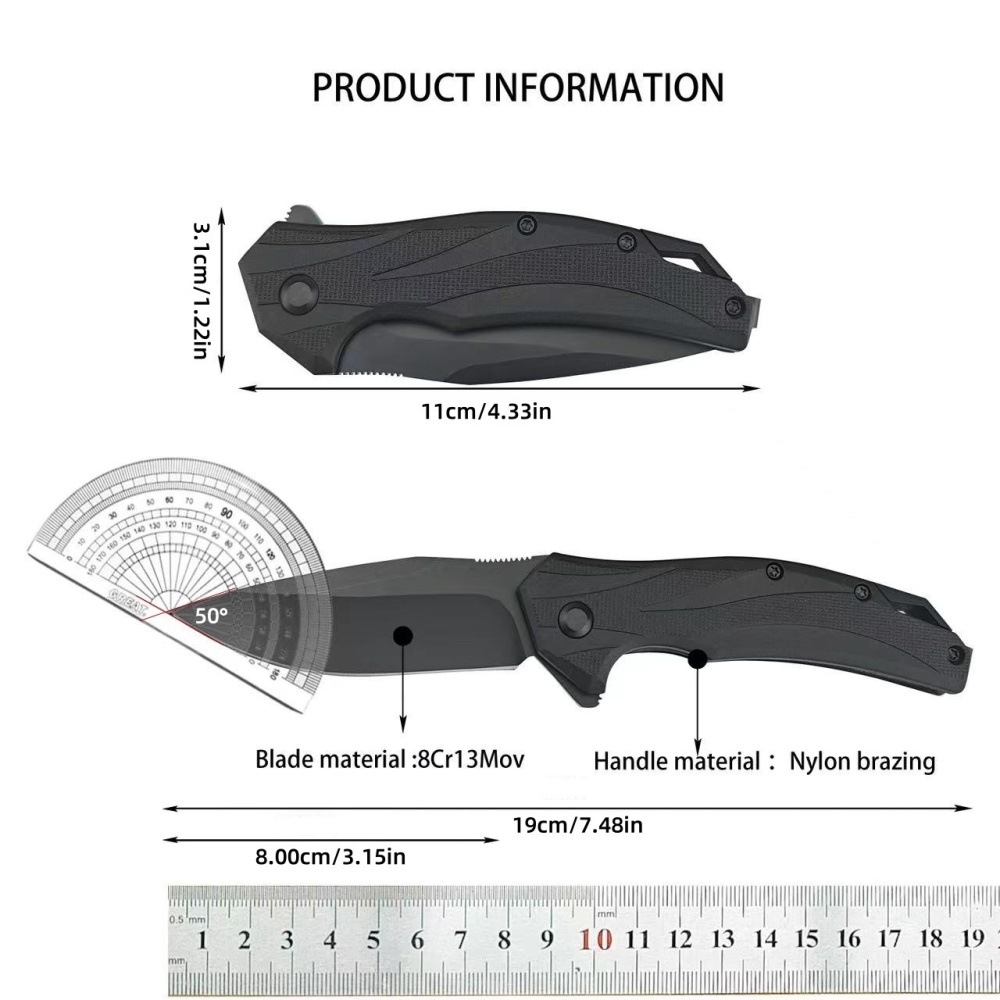 Outdoor Folding Knife, Multifunctional Hunting Folding Knife, Kershaw 1645 Folding Knife, 8Cr13Mov Blade, Nylon Fiber Handle, EDC Tools, Multipurpose Outdoor Camping, Fishing, Hiking, Survival, Portable Pocket Knife for Gifts for Men and Women