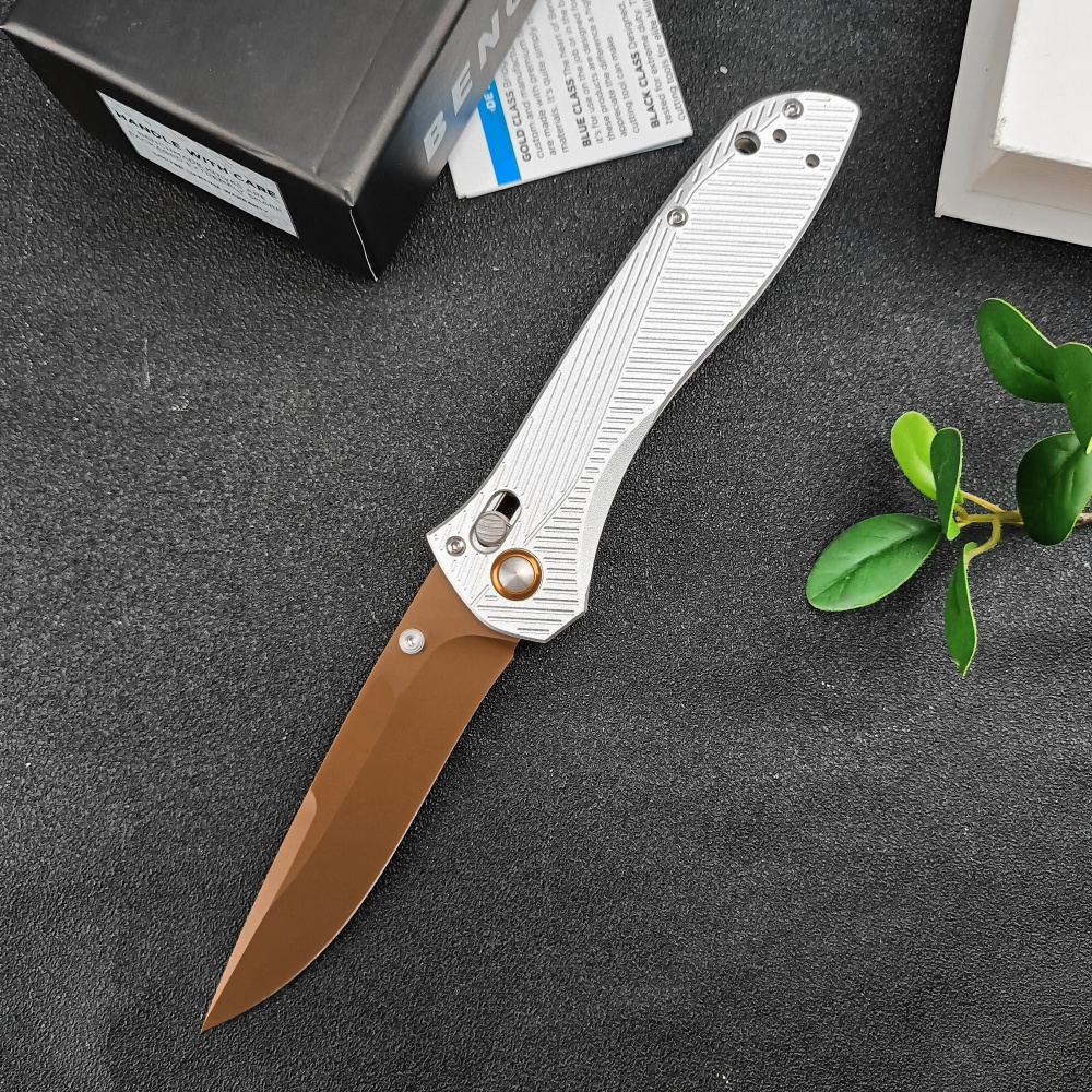 1pc Folding Knife, AXSI Lock Knife, Multi-purpose Knife, CNC Fine Grinding Process, White (4" FDE PVD) 710FE-2401, Gold Plated Titanium Blade, Aviation Aluminum Handle, High End Quality, Gift Must