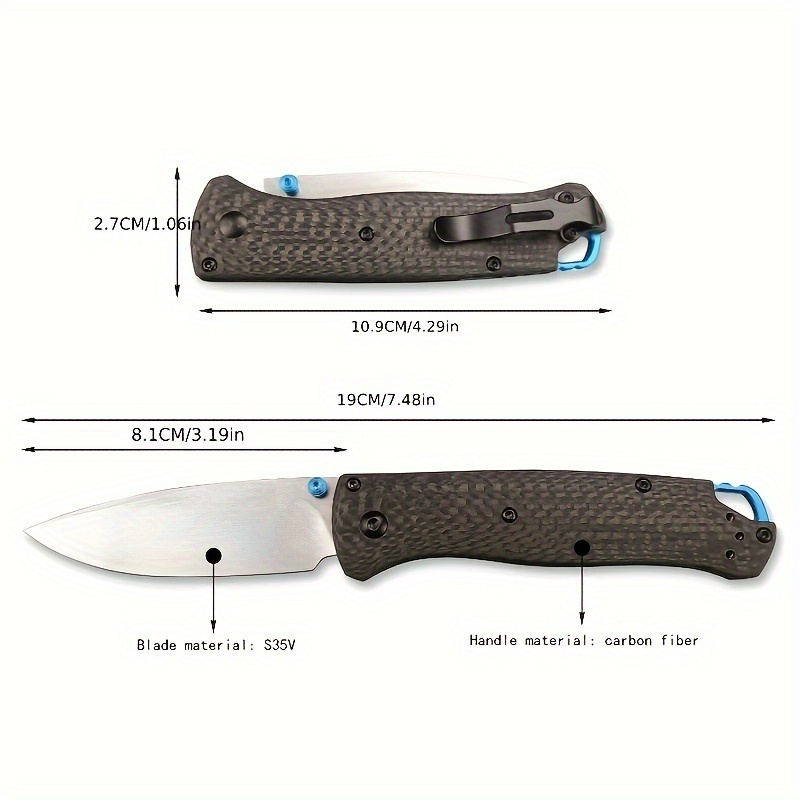 BM 535 Carbon Fiber Outdoor Folding Knife, CNC Fine Grinding Process, 440C Blade Carbon Fiber Handle, Thumb Nail Manual Open, Bearing Shaft Lock Knife, Easy to Carry Pocket Clip