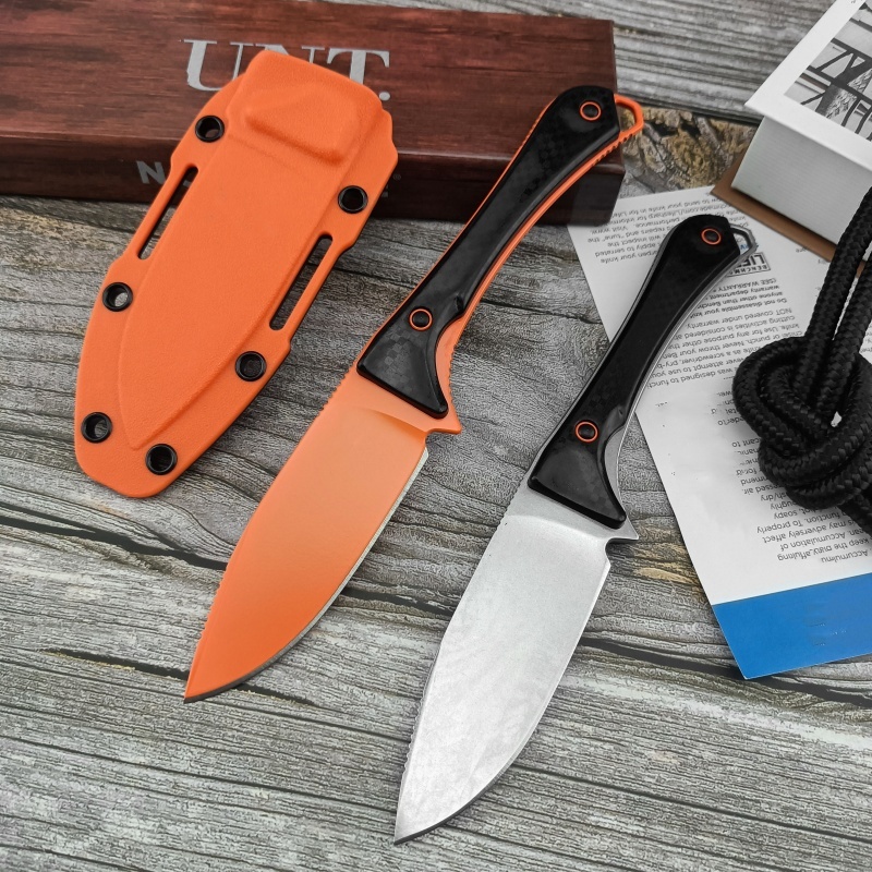 BM15201 model, full keel hunting knife with sheath, D2 steel nylon glass handle survival knife - suitable for wild survival and hunting, equipped with Kydex scabbard, city survival daily carry straight knife
