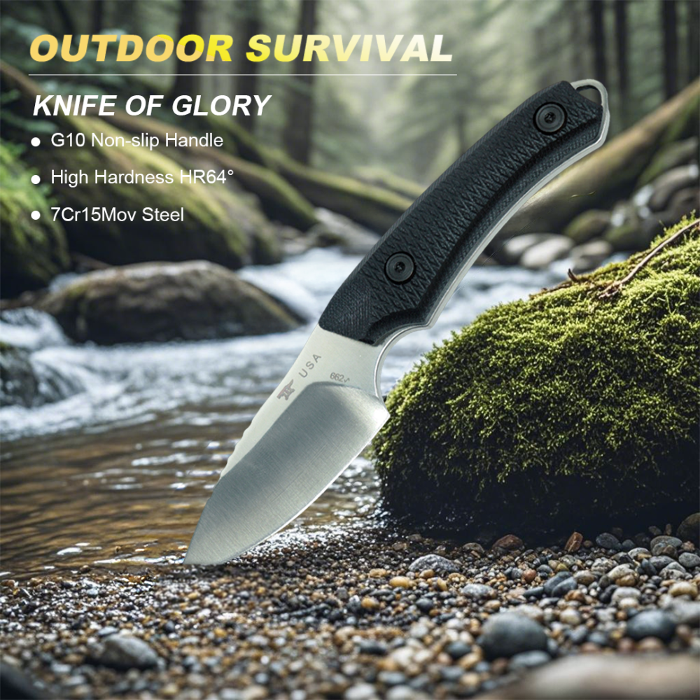 Outdoor Stainless Steel Straight Knife, Fixed Edge Straight Knife With Sheath, 7CRI5MOV Steel, G10 Handle, EDC Men's Camping Knife, Multifunctional Portable Knife, Fruit Knife, Best Gift For Men & Father, Doomsday Equipment