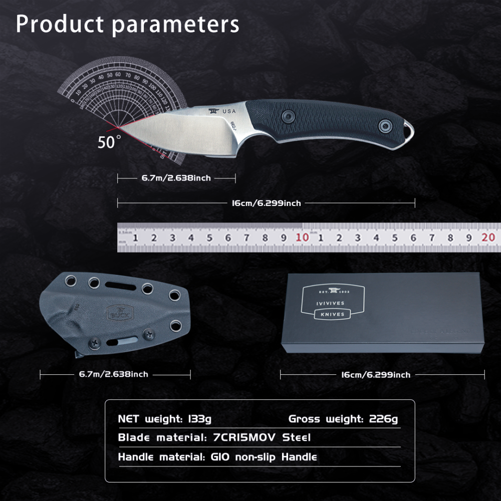 Outdoor Stainless Steel Straight Knife, Fixed Edge Straight Knife With Sheath, 7CRI5MOV Steel, G10 Handle, EDC Men's Camping Knife, Multifunctional Portable Knife, Fruit Knife, Best Gift For Men & Father, Doomsday Equipment