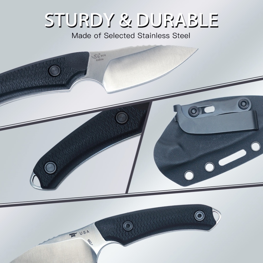 Outdoor Stainless Steel Straight Knife, Fixed Edge Straight Knife With Sheath, 7CRI5MOV Steel, G10 Handle, EDC Men's Camping Knife, Multifunctional Portable Knife, Fruit Knife, Best Gift For Men & Father, Doomsday Equipment