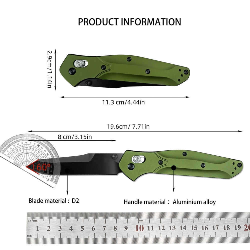 Folding Knife, Multi-purpose Knife, Axis Lock Folding Knife, CNC Fine Grinding Process, 940 Series Folding Knife, Green Aviation Aluminum Handle, High End Quality, Benchmade-940 Model, Halloween & Thanksgiving & Christmas Gifts