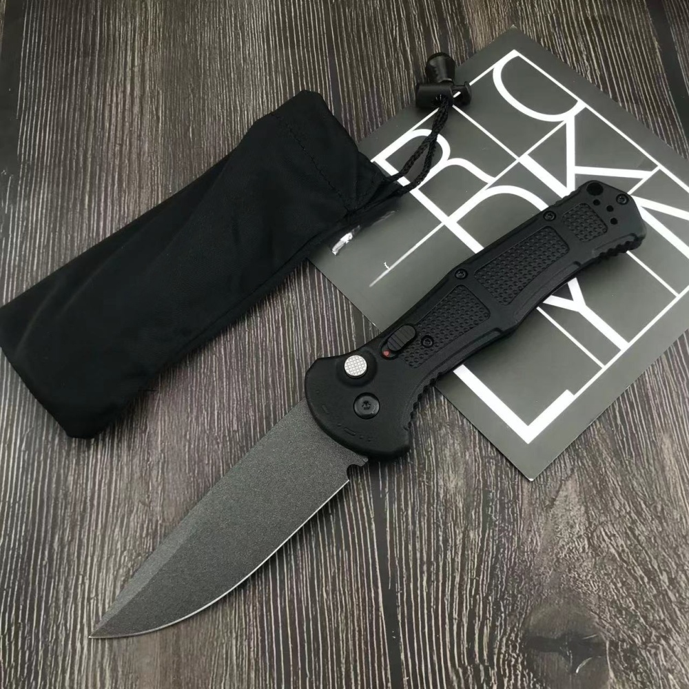 BM9070 survival folding knife, nylon wave fiber handle, D2 blade material, flick knife automatic switch knife tactical knife, suitable for camping, picnic, hiking, survival hunting