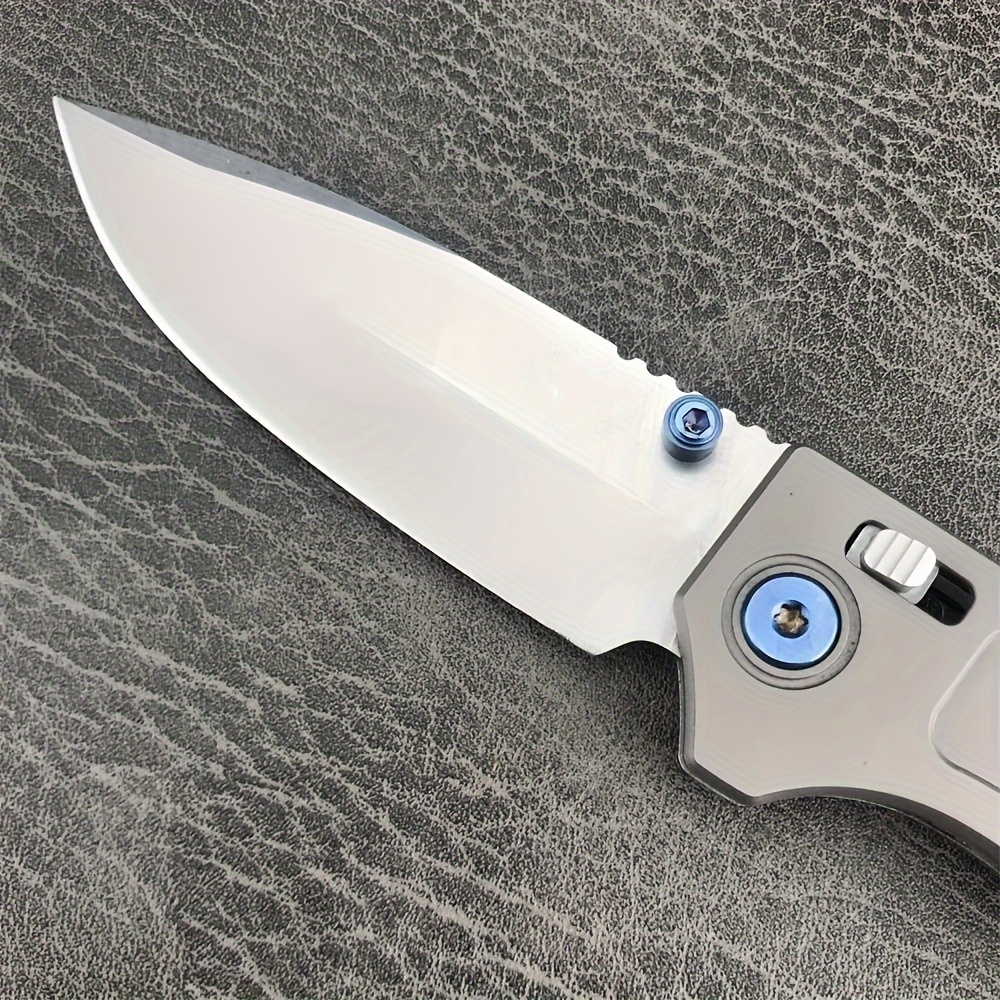 Folding pocket knife 748 knife 3.43 inch M390 knitted drop point knife gray titanium alloy camping outdoor practical wilderness knife, men's gift, doomsday equipment