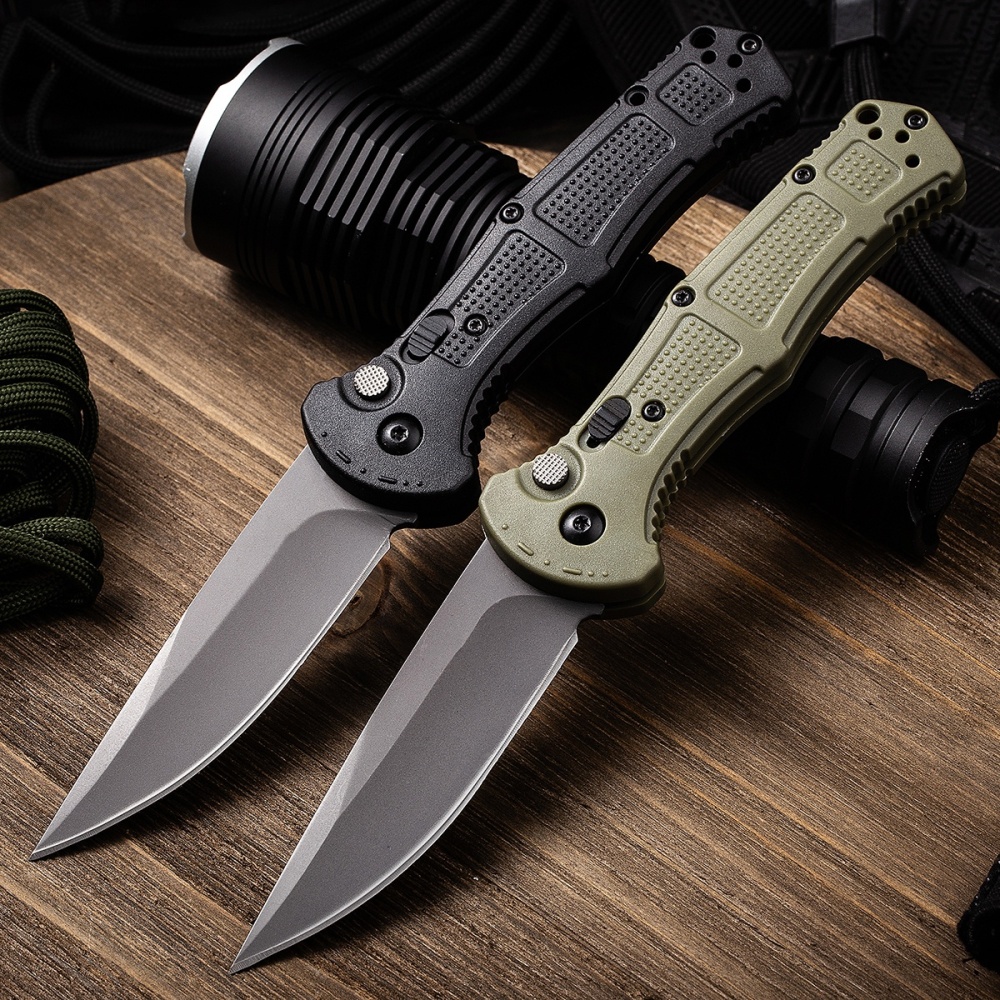 BM9070 survival folding knife, nylon wave fiber handle, D2 blade material, flick knife automatic switch knife tactical knife, suitable for camping, picnic, hiking, survival hunting