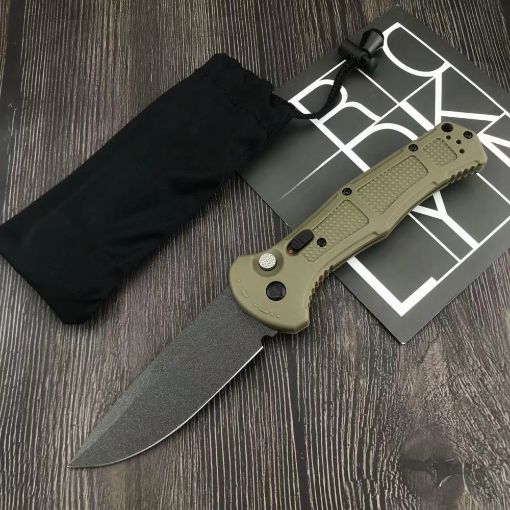 BM9070 survival folding knife, nylon wave fiber handle, D2 blade material, flick knife automatic switch knife tactical knife, suitable for camping, picnic, hiking, survival hunting