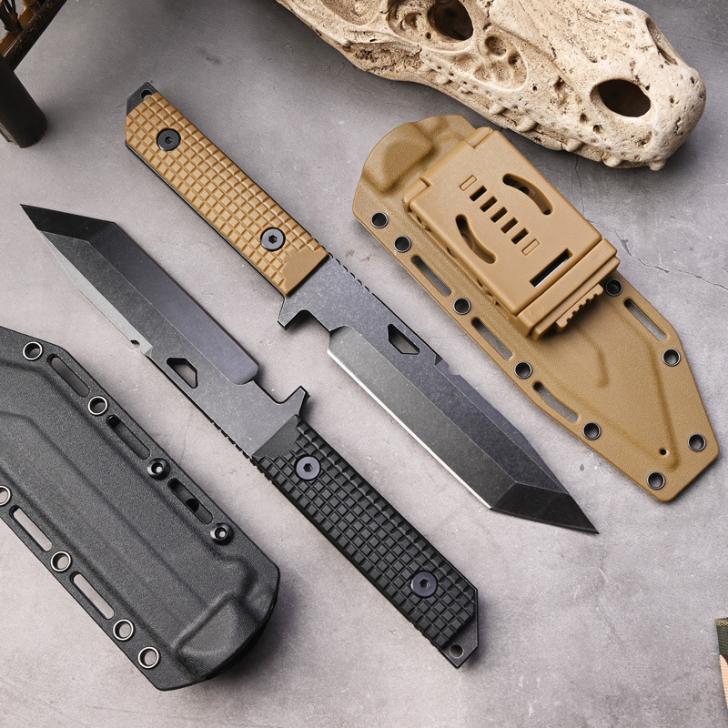 Advance Outdoor Straight Knife, Camping Fixed Blade Straight Knife, Integrated Keel Survival, Camping Boar Knife Outdoor Survival Knife, Wilderness Adventure Kydex Sheath Knife