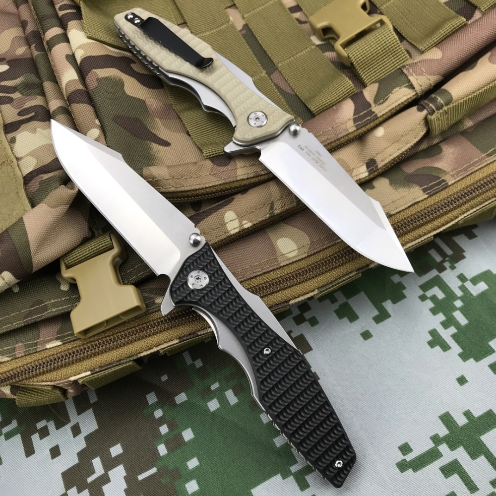 Outdoor Folding Knife, Stainless Steel EDC Folding Knife, Model 0393 Hunting Pocket Knife, 9Cr14Mov Steel, G10 Handle - Lightweight, suitable for both hands to hold, outdoor camping, survival and fishing, men's gifts